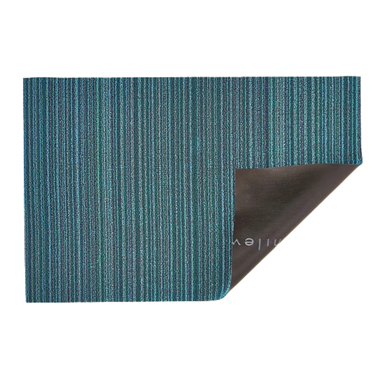 Chilewich Indoor/Outdoor Skinny Stripe Shag Floor Mat - Turquoise