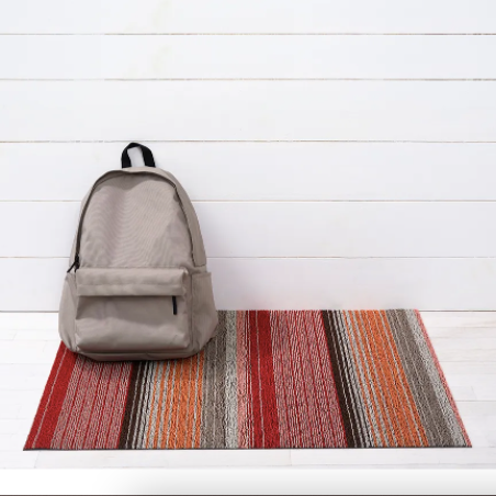 Chilewich Indoor/Outdoor Shag Floor Mat - Pop Multicolour Stripe - Paprika