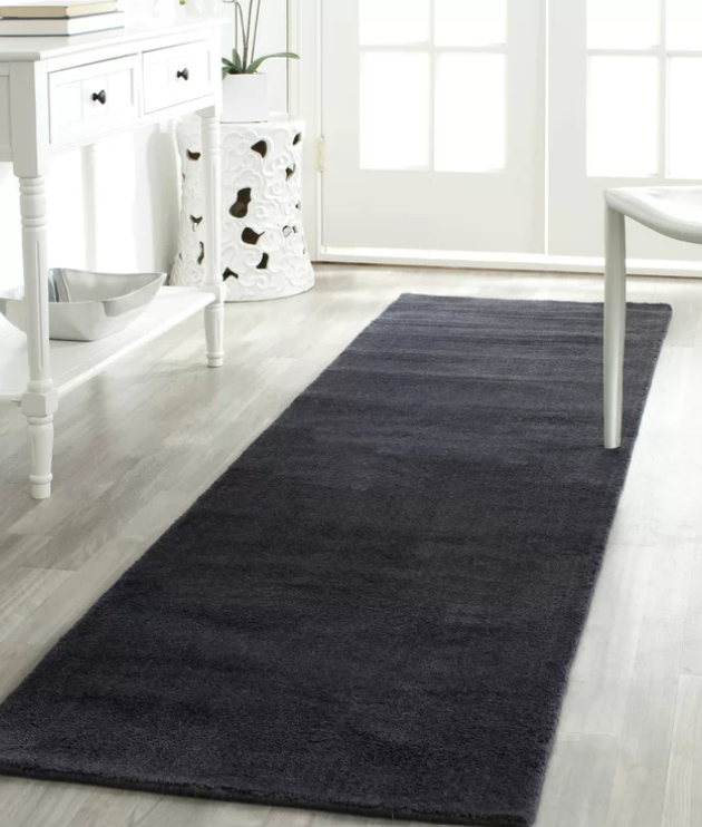 Runner 2'3"x12' Frann Hand-Tufted Wool Black Area Rug