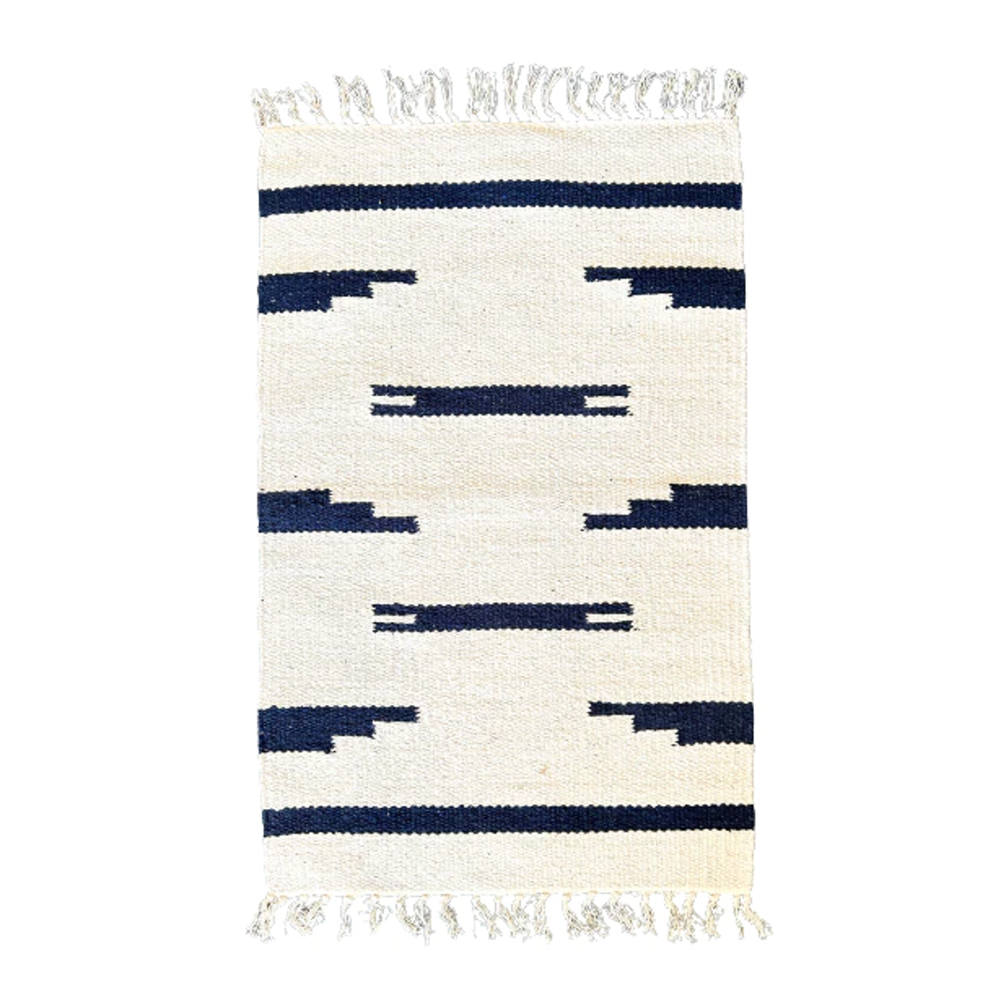 White & Navy Rug