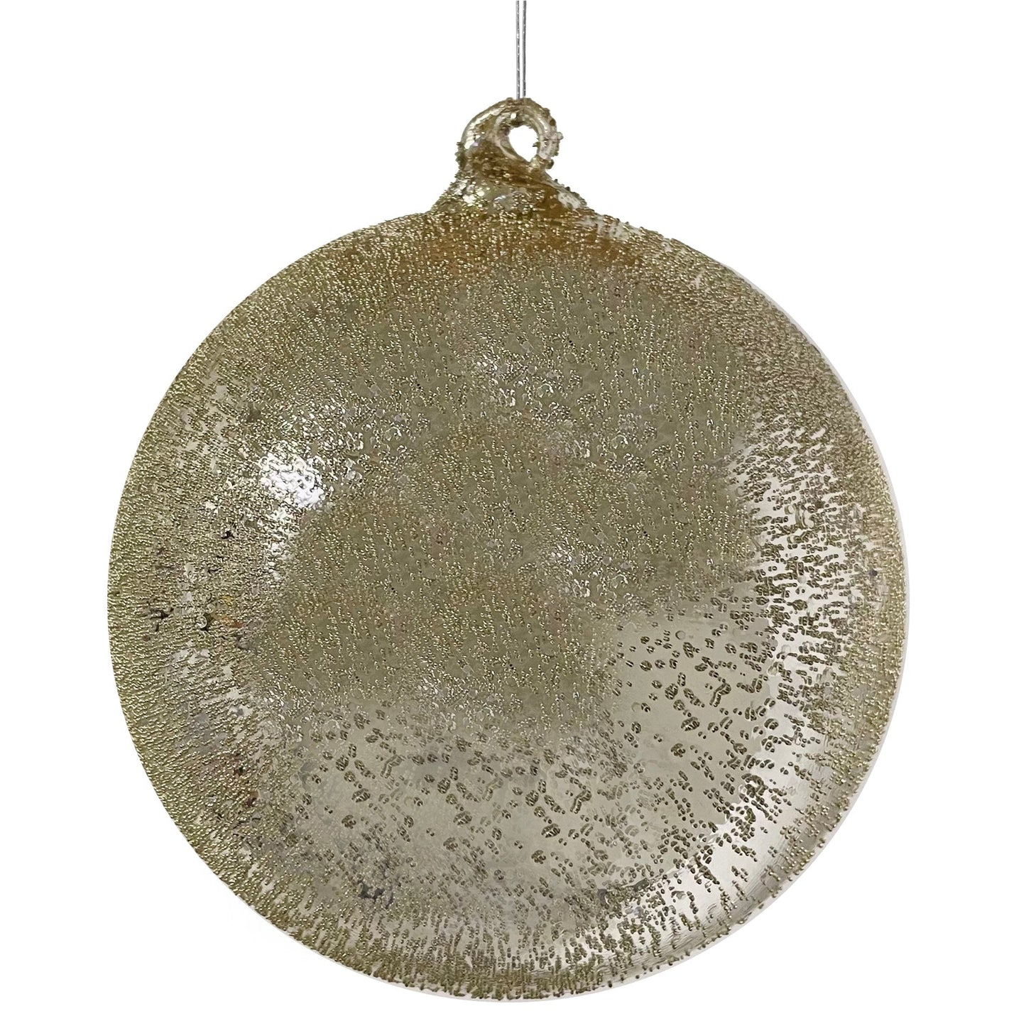 Shiny Silver Glass Ball Ornament With Shiny Silver Beads, Large, Set of 2