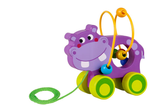 PULL ALONG HIPPO WITH BEAD MAZE
