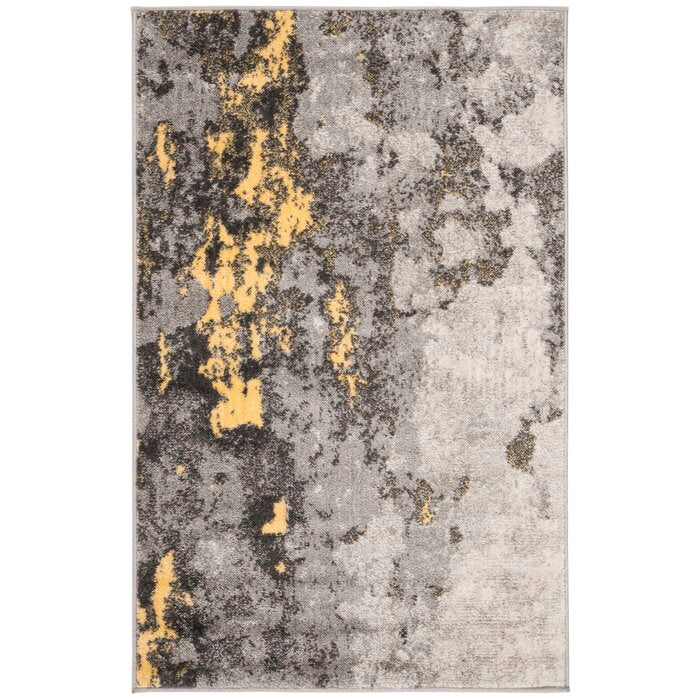 Costa Mesa Gray/Yellow Area Rug Rectangle 3' x 5'