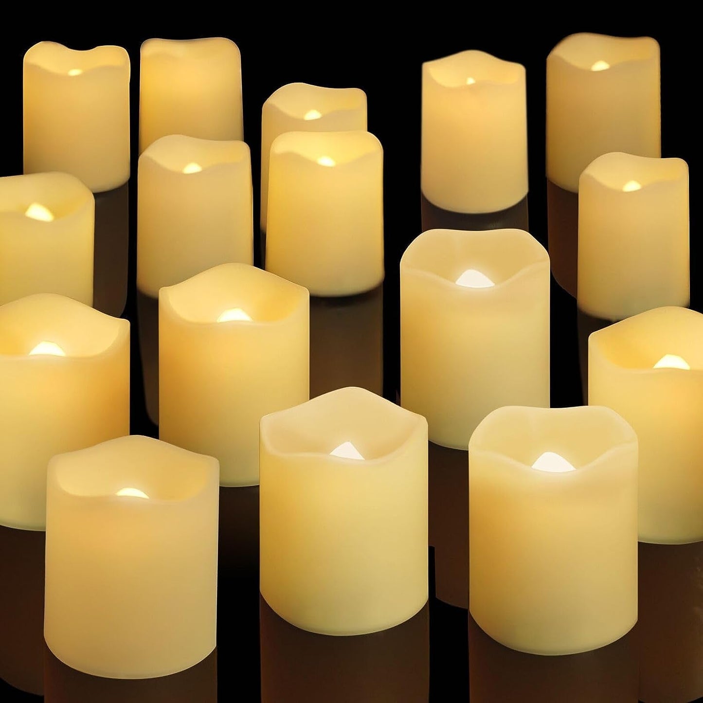 SHYMERY Flameless Votive Candles,Flameless Flickering Electric Fake Candle,24 Pack 200+Hour Battery Operated LED Tea Lights in Warm White for Wedding, Table, Festival, Halloween,Christmas Decorations Home & Garden > Decor > Seasonal & Holiday Decorations ZORUI Warm White, Off White 12 Pack Candles