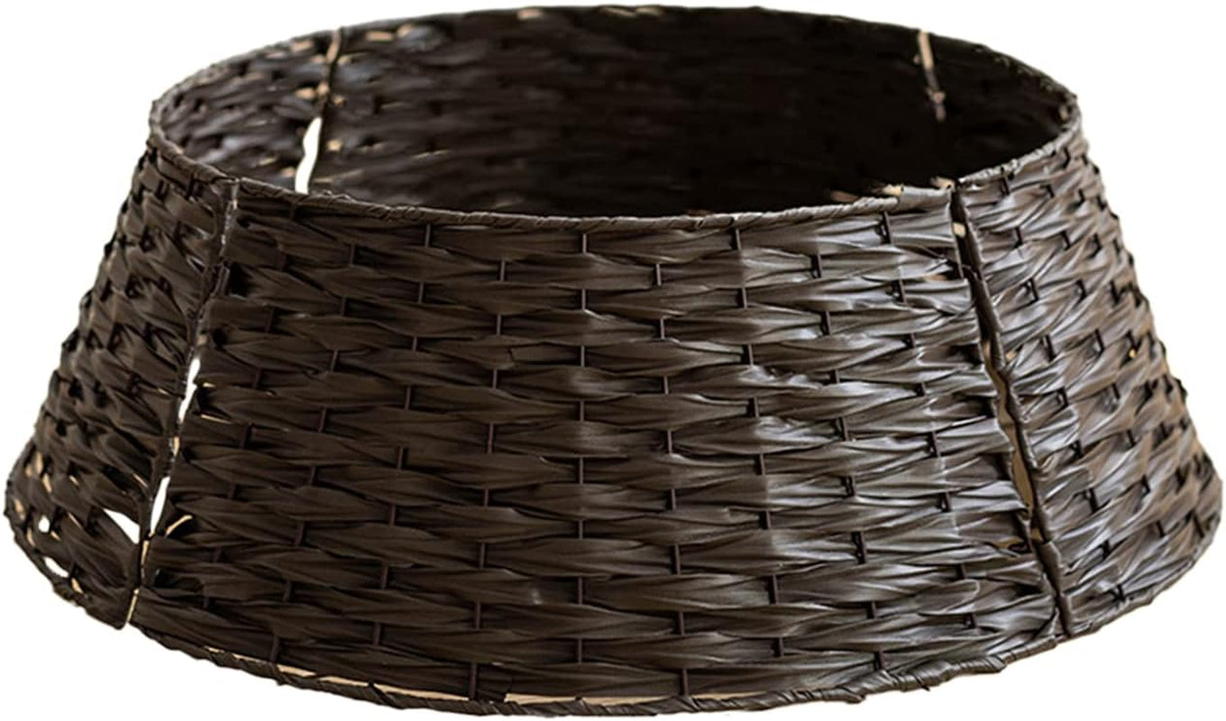 ZHDOKA Farmhouse Christmas Tree Collar, Willow Tree Skirt Base Stand Alternative Tree Skirt Christmas Tree Ring, Handmade Artificial Rattan Wicker Christmas Stand Home & Garden > Decor > Seasonal & Holiday Decorations ZHDOKA Coffee 40 X 60 X 17 Cm