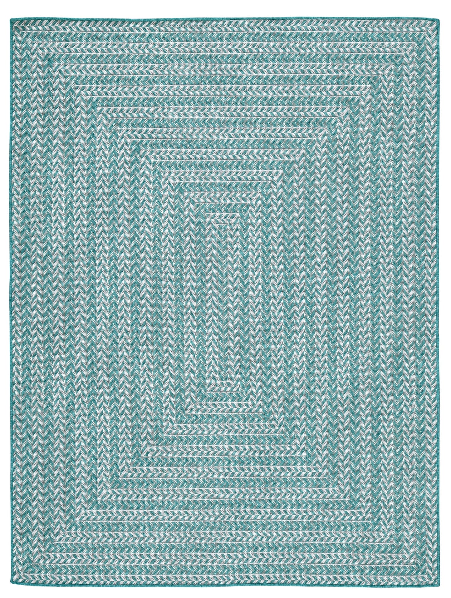 Atlow 5'3" x 7' Aqua/Cream Rug