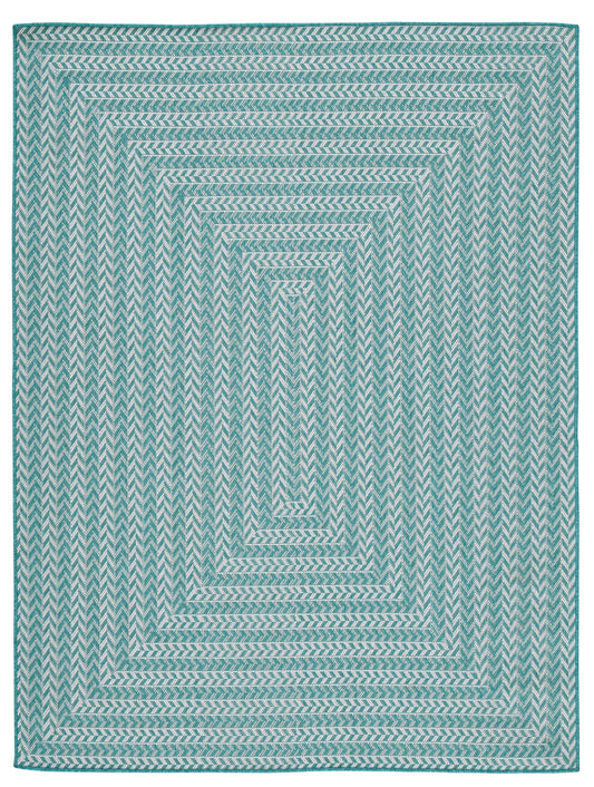 Atlow 5'3" x 7' Aqua/Cream Rug
