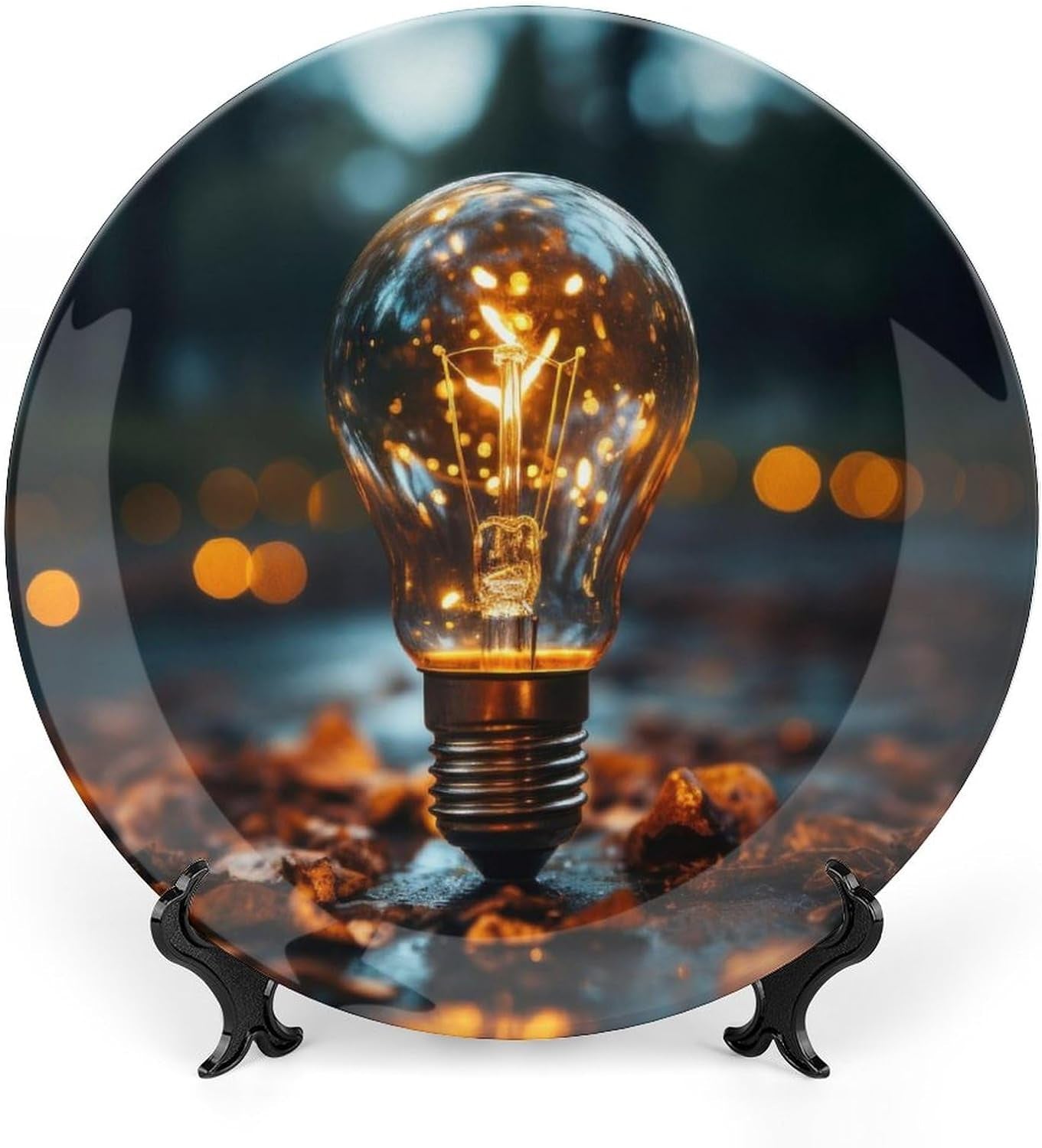 Abstract Grapes Wine on Plate for Home Office Wall Decor Decorative Plate with Display Stand Ceramic Ornament Wall Art Porcelain Keepsake Collectible Plate Wedding Holiday Party Favor 8" Home & Garden > Decor > Seasonal & Holiday Decorations GArtDesign Abstract Bulb-Light 6 Inch