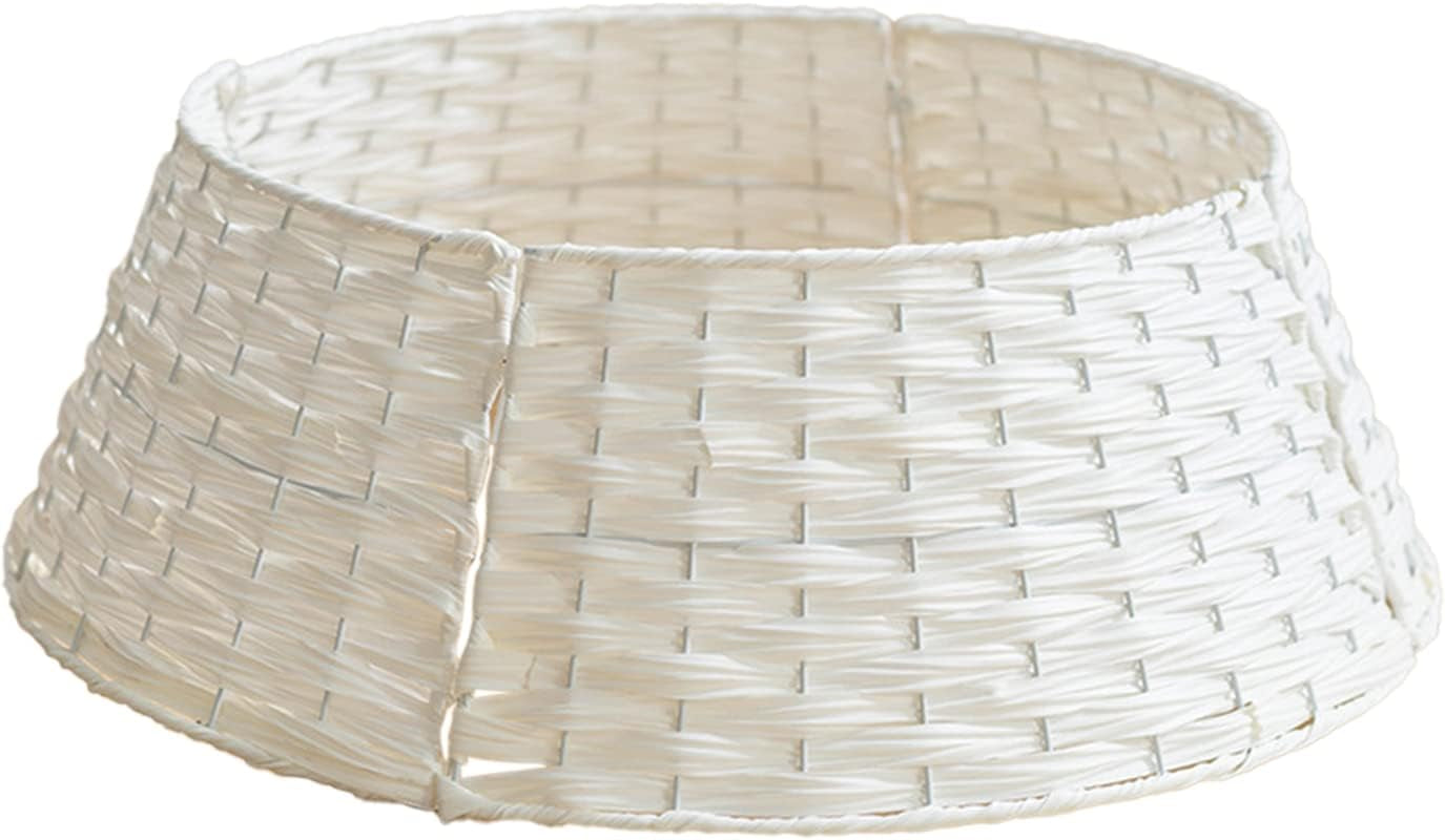 ZHDOKA Farmhouse Christmas Tree Collar, Willow Tree Skirt Base Stand Alternative Tree Skirt Christmas Tree Ring, Handmade Artificial Rattan Wicker Christmas Stand Home & Garden > Decor > Seasonal & Holiday Decorations ZHDOKA White 65 X 50 X 21 Cm