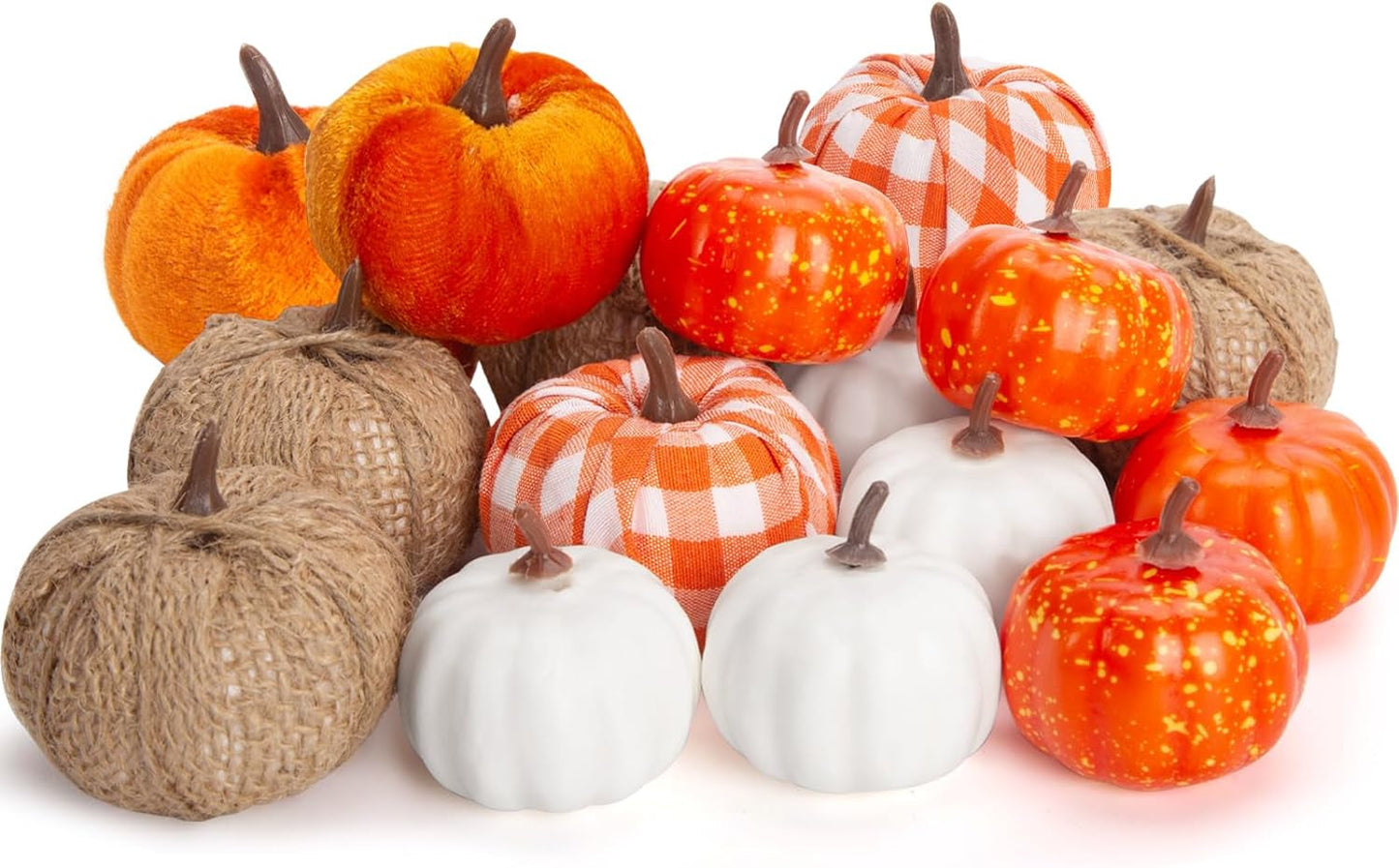 Domestar 50 PCS Thanksgiving Artificial Pumpkins and Gourds Set, 8 PCS Fake Pumpkins, 12 PCS Pinecones and Acorns, 30 PCS Fake Maple Leaves Fall Wedding Tables Centerpieces Home & Garden > Decor > Seasonal & Holiday Decorations DomeStar Style-12