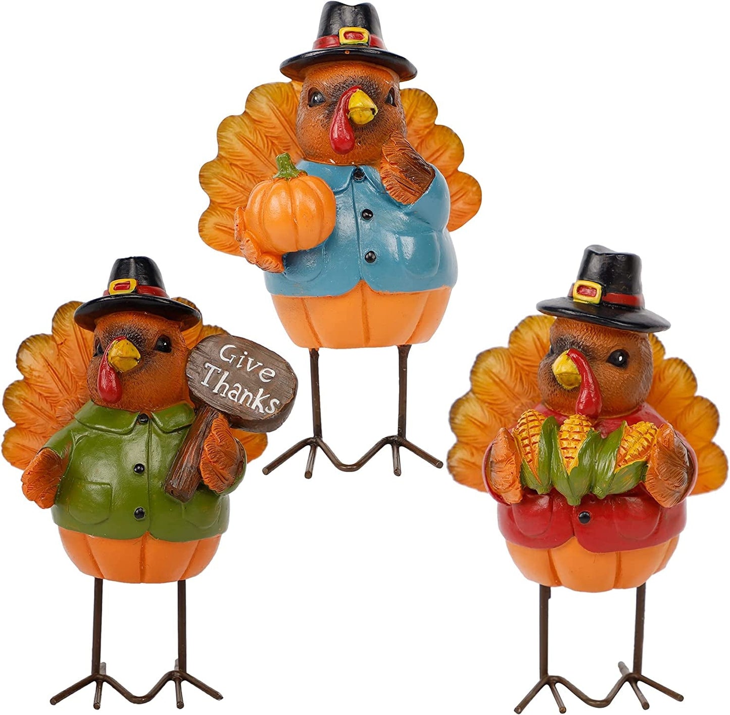 FORUP Thanksgiving Turkey Table Decoration, 32 Inch Thanksgiving Turkey Doll for Autumn Fall Thanksgiving Harvest Halloween Home Decorations, Male Home & Garden > Decor > Seasonal & Holiday Decorations FORUP 3 Pack