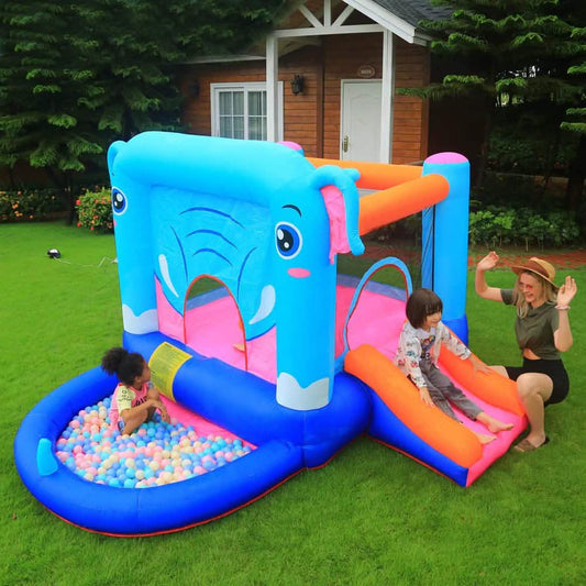 Blue Elephant Bouncy Castle House with 350W Blower