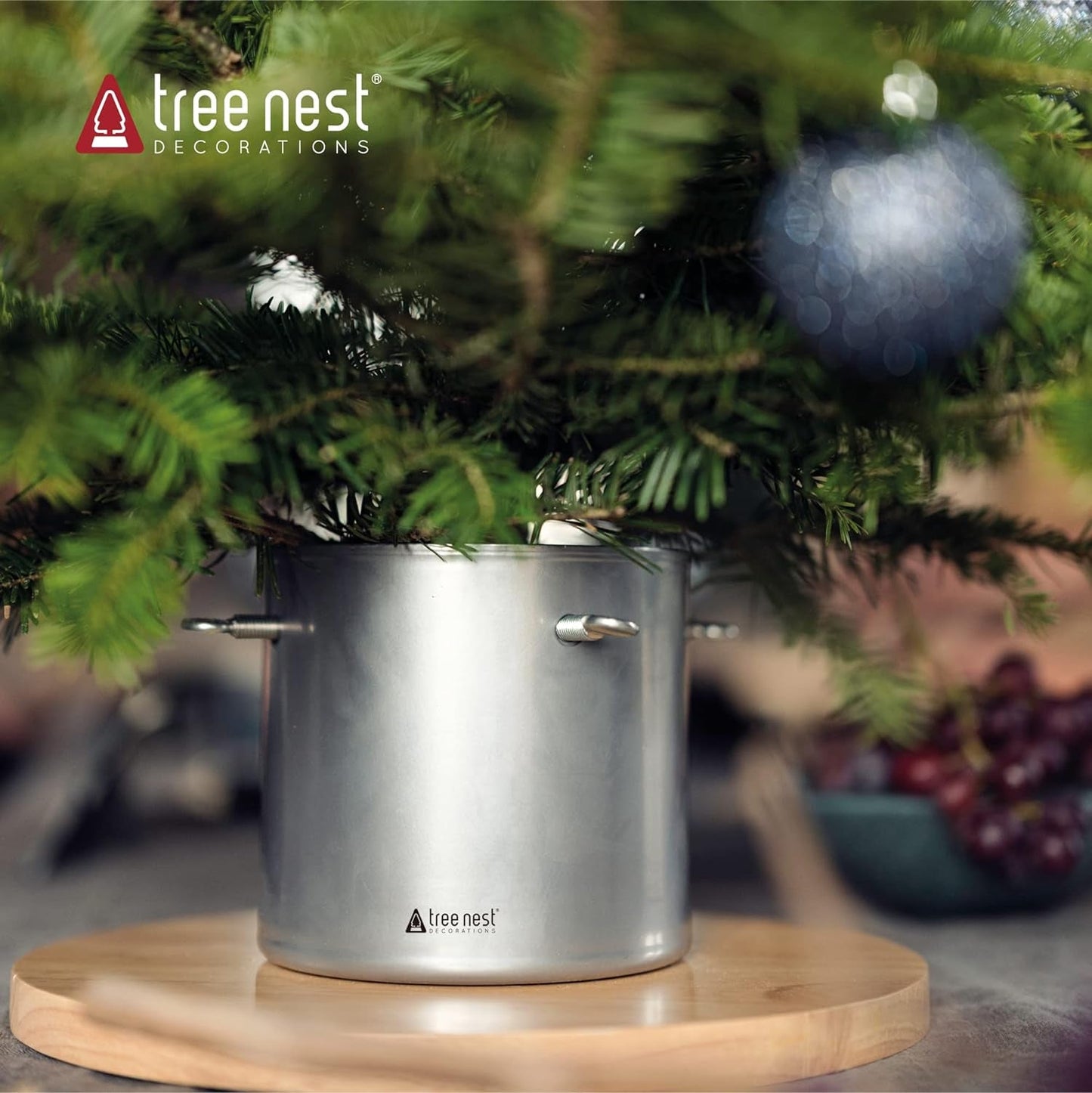 Christmas Tree Stands for 5Ft Tabletop Modern Christmas Small Tree Mini Christmas Tree Holder Xmas Tree Decoration (Moonlight,Silver)