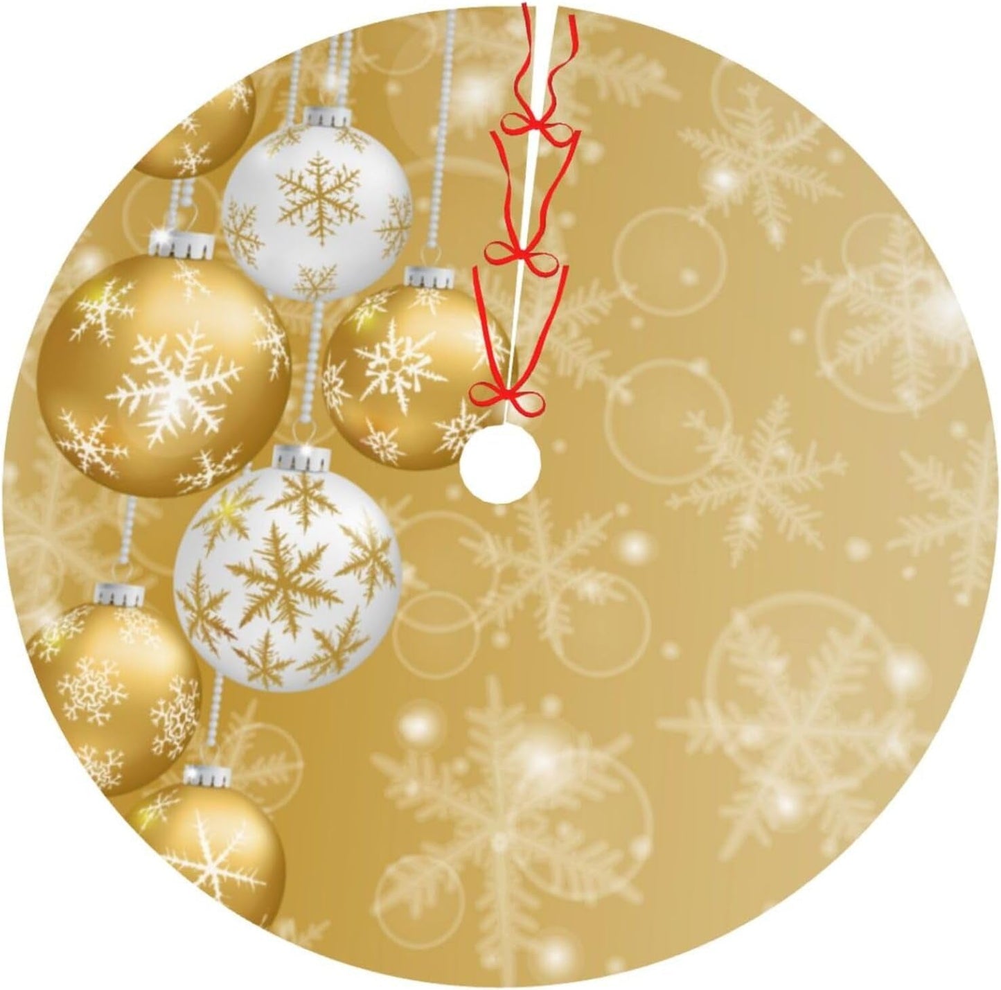 Christmas Tree Skirt Poinsettia Gold Snowflake Christmas Xmas 36 Inch Xmas Skirts for 4 Ft Pencil Tree Holiday New Year Party Decoration Home & Garden > Decor > Seasonal & Holiday Decorations SUPLUCHOM A012