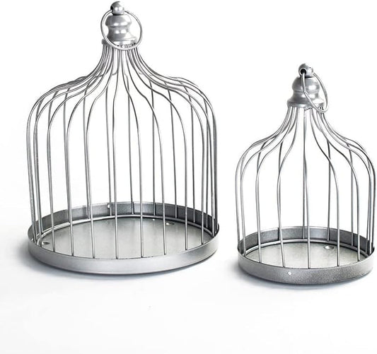 Farmhouse Cloches - Display Stands for Candles, Ornaments - Set of 2 - Gray