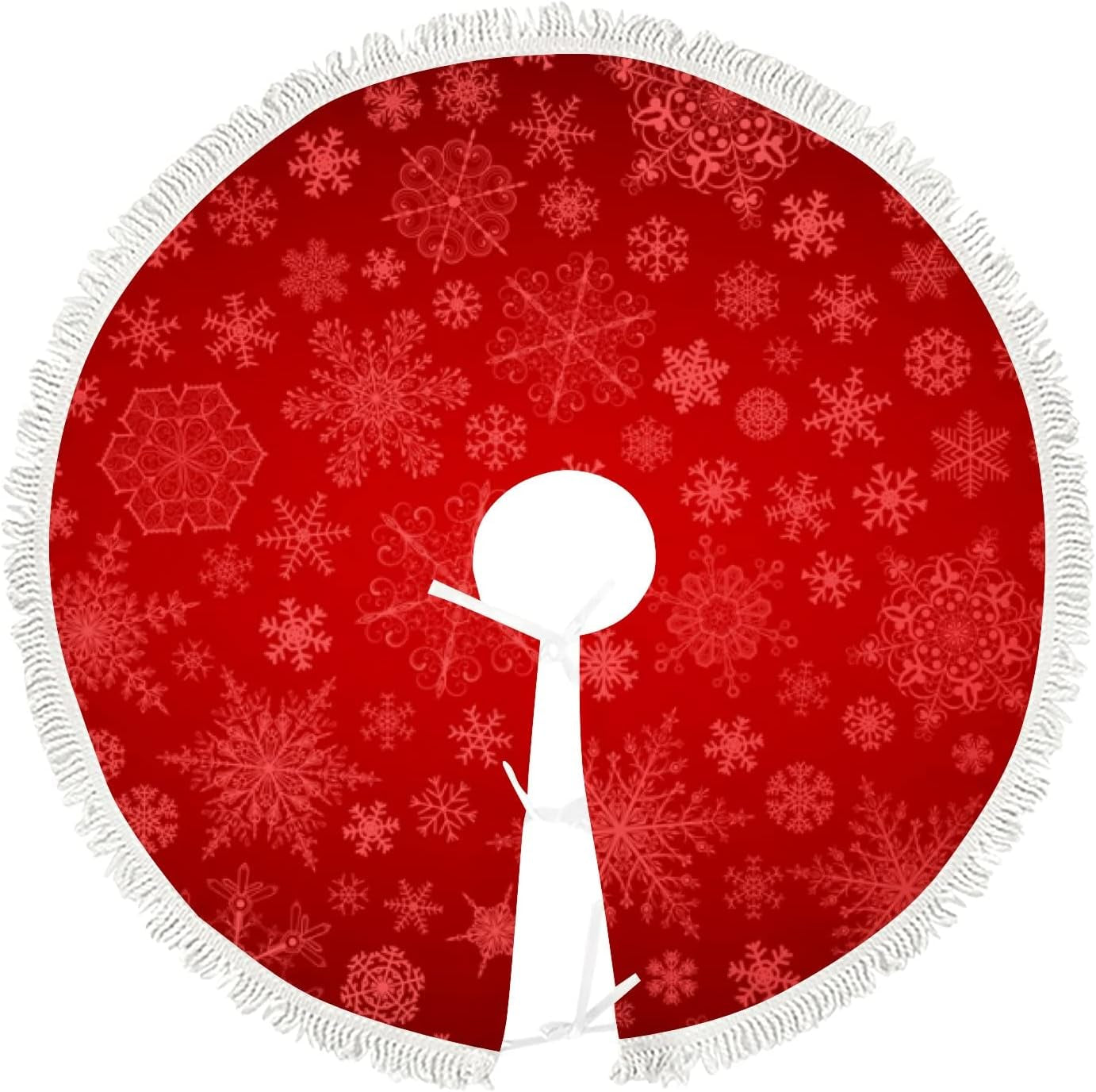 Vantaso Light Blue Snowflake White Christmas Tree Skirt 48 Inch with Tessel, Large Tree Mat Decorations for New Year Xmas All Season Holidays Party Home & Garden > Decor > Seasonal & Holiday Decorations Vantaso Red Xmas Snowfalke 30 Inch