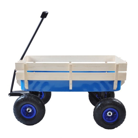 Children Outdoor Wagon All Terrain Pulling with Wood Railing Air Tires