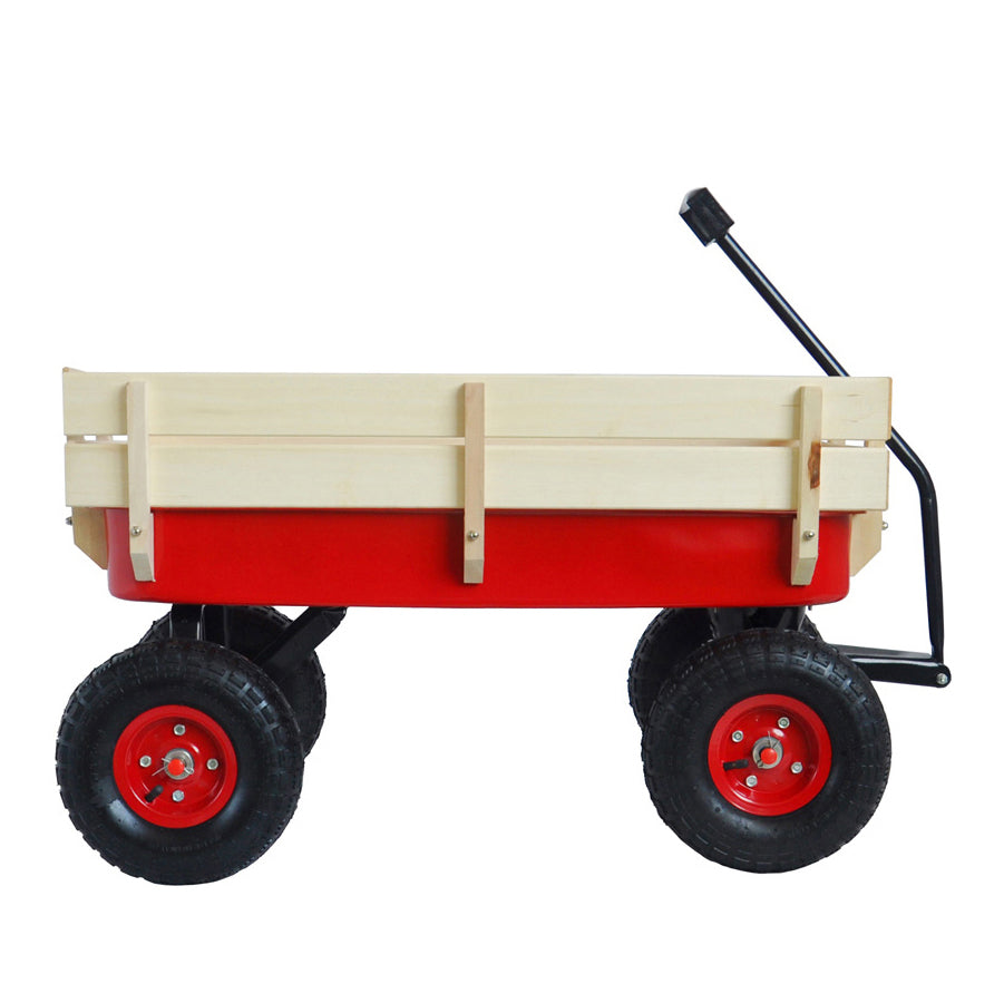 Children Outdoor Wagon All Terrain Pulling with Wood Railing Air Tires