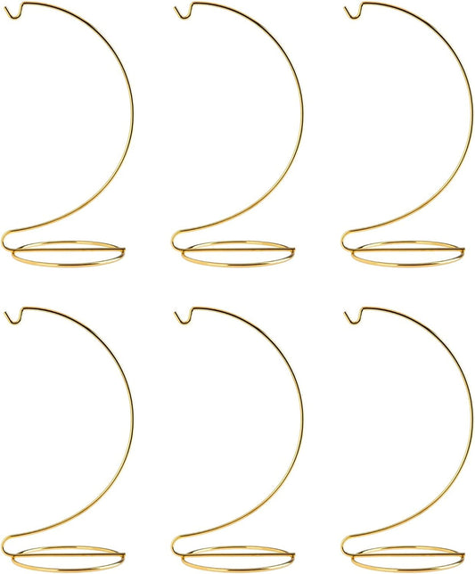 Creative Hobbies® Ornament Display Stand Hanger Holder - 8 Inch Tall Gold ~Pack of 6 Stands