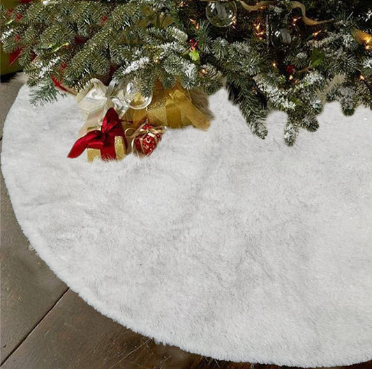 AISENO 48 Inch Christmas Tree Plush Skirt Decoration for Merry Christmas Party Faux Fur Christmas Tree Skirt Decorations Home & Garden > Decor > Seasonal & Holiday Decorations AISENO White Shiny 48 Inch