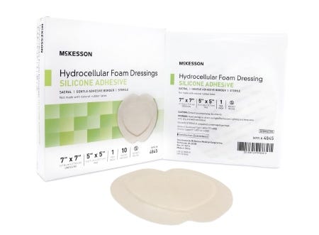 Silicone Foam Dressing McKesson 4845 7 X 7 Inch Sacral Adhesive with Border Sterile. 1 each