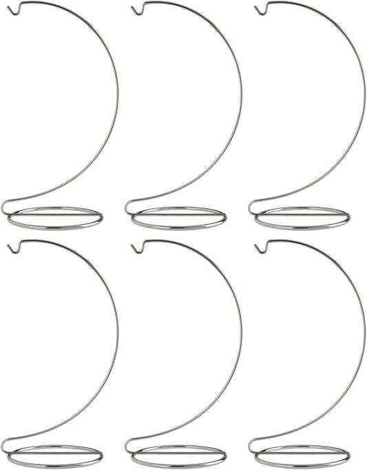 Creative Hobbies® 10 Inch Tall Silver Chrome Wire Ornament Display Hanger Stands for Displaying Christmas Ornaments, Glass Terrariums, Etc.- Pack of 6 Stands