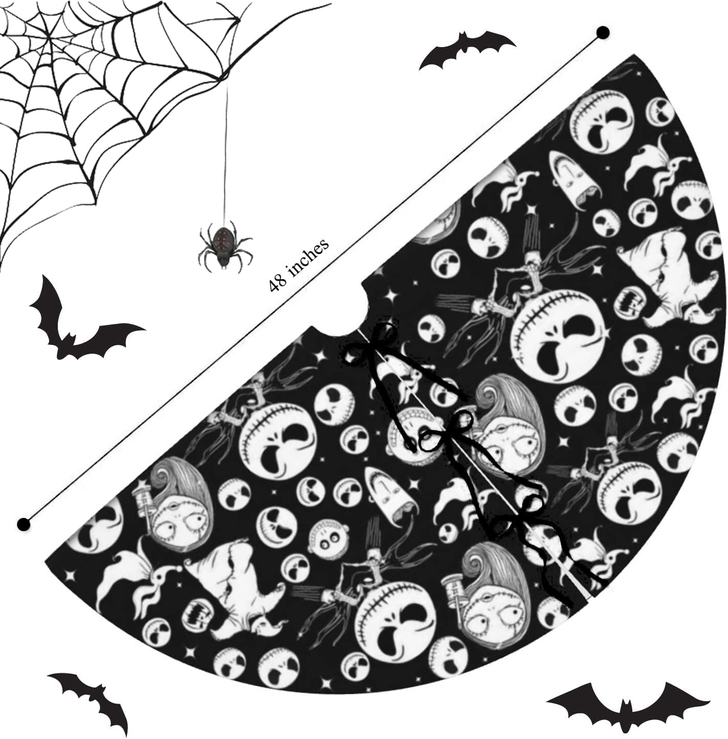 Halloween Tree Skirt Gift, Tree Skirt Living Room Decor Tree Mat for Halloween Thanksgiving Christmas Holiday Party Decorations 48Inches