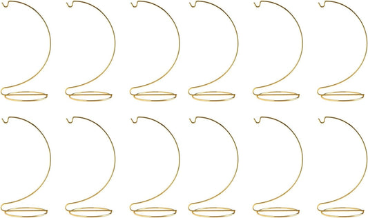 Creative Hobbies ( 12 Pack Ornament Hanger Display Stands - 8 Inch Tall Shiny Gold - Great for Sun Catchers, Stained Glass, Christmas Ornaments, Glass Terrariums, Weddings, Home Decor