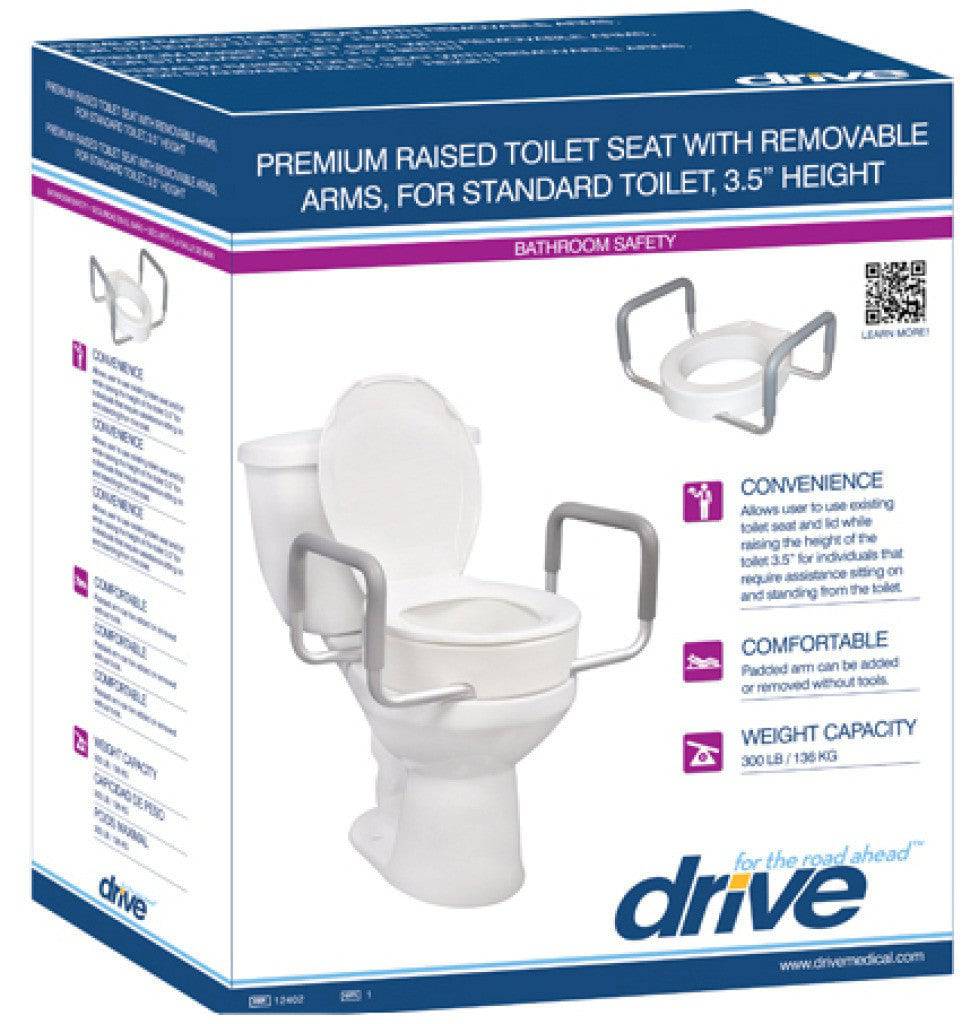 Drive Medical Premium Raised Toilet Seat with Removable Arms