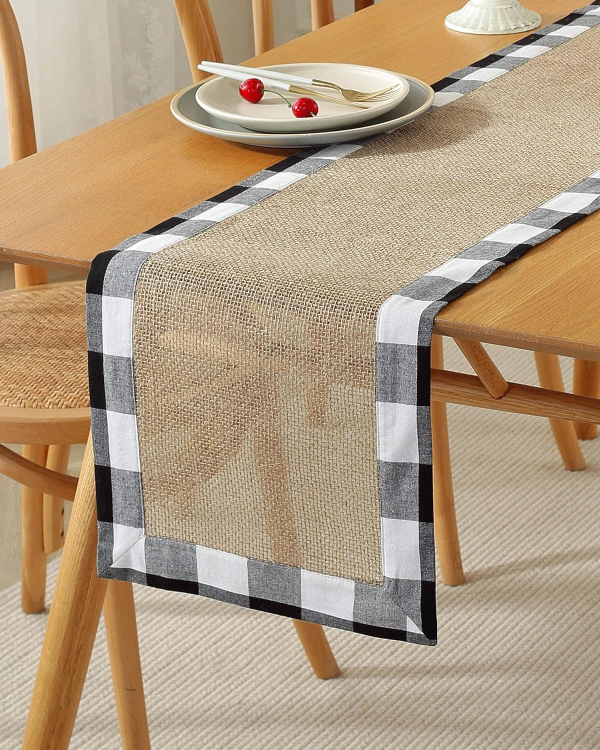 Thanksgiving Table Runner Fall Decorations for Home Fall Table Runner with Embroidered Velvet Pumpkins Maple Leaf. Halloween/ Christmas Table Decorations for Kitchen Dining Harvest Party Decor Home & Garden > Decor > Seasonal & Holiday Decorations AILUOQI Burlap, Checkered