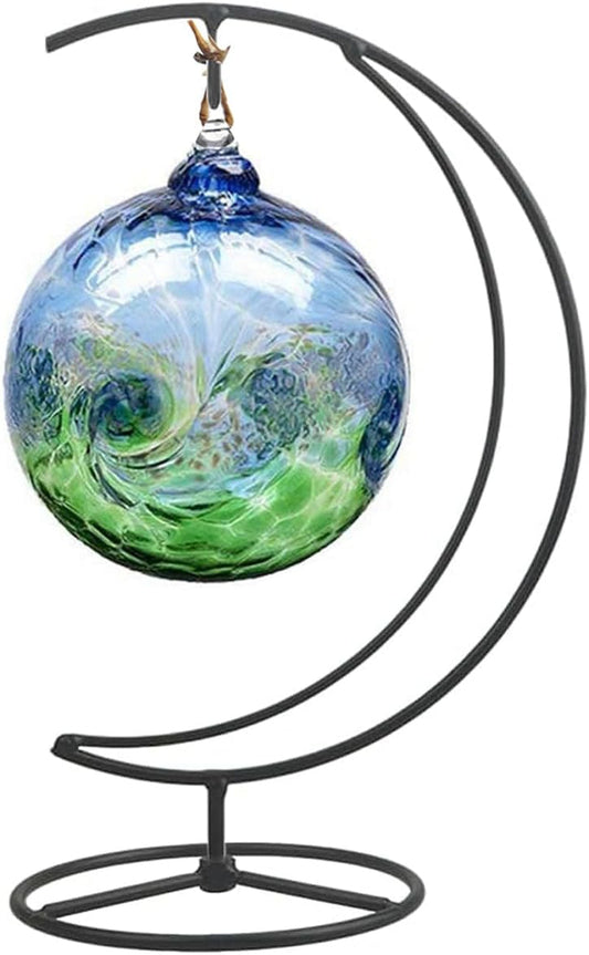 Ornament Display Stand, Holder Ornament Hanger Stands Glass Ball Ornament Holder Ornament Stands for Hanging Plants, Hanging Terrarium Stand for Christmas Wedding Ornament, Home Office Decor (Black Moon Shaped)