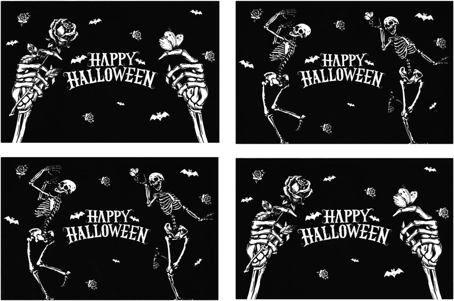 Yinhua Fall Placemats Set of 4 Washable Linen Pumpkin Placemats Heat-Resistant Waterproof Place Mats for Thanksgiving Table Place Mats Dining Decor 12X18 Inch Home & Garden > Decor > Seasonal & Holiday Decorations Yinhua Skull