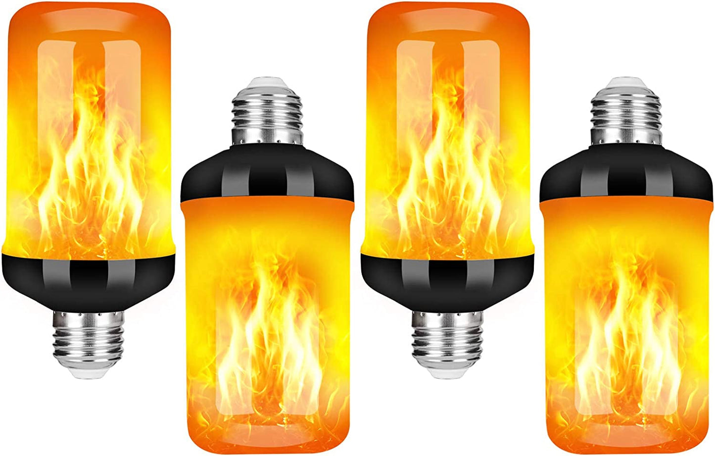 Y- STOP Upgraded LED Flame Light Bulbs, 4 Modes Flickering Light Bulb with Upside down Effect, E26 Base Fire Bulb for Halloween Decorations, Party, Outdoor, Indoor, Home Decor (2 Pack) Home & Garden > Decor > Seasonal & Holiday Decorations Y- STOP Black-4 Pack