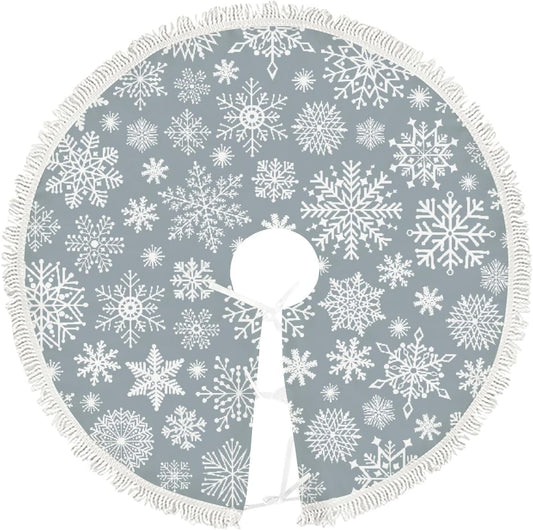 Vantaso Light Blue Snowflake White Christmas Tree Skirt 48 Inch with Tessel, Large Tree Mat Decorations for New Year Xmas All Season Holidays Party Home & Garden > Decor > Seasonal & Holiday Decorations Vantaso Grey Snowflake 30 Inch