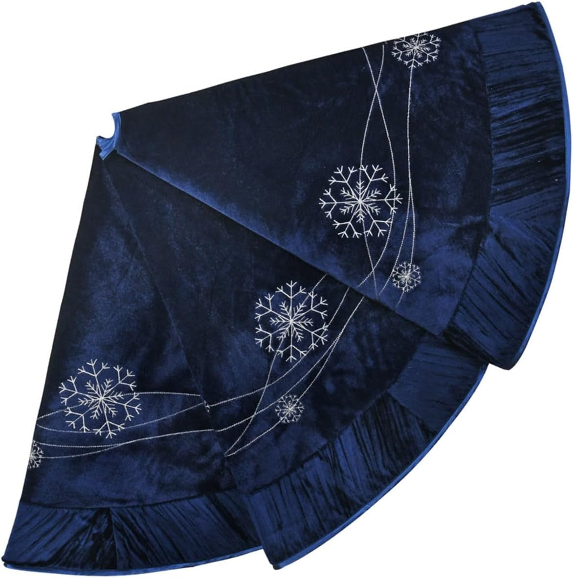 X.Sem Holly Leaf Embroidered Velvet Christmas Tree Skirt with Pleat Velvet Border 50'' Dark Green (Dark Green, 50 Inch) Home & Garden > Decor > Seasonal & Holiday Decorations ONGLYP Navy 50 Inch