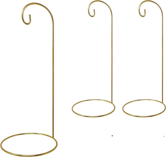 BANBERRY DESIGNS Gold Ornament Stands - Set of 3 Large 11-Inch Ornament Holders - Gold Christmas Display Stands