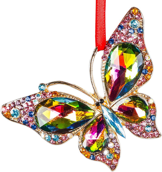 Waahome Metal Butterfly Christmas Ornaments 2023 Monarch Butterfly Keepsake Christmas Tree Ornaments Decorations, Colorful Butterfly Christmas Ornaments Gifts for Women Girls Mom Sisters