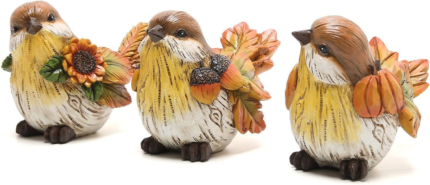 Hodao 3.5 in Height Fall Thanksgiving Pumpkin Birds Decorations Handmade Birds for Fall Thanksgiving Decor Gift - Fall Thanksgiving Party Home Kitchen Table Decorations - Thanksgiving Autumn Gift