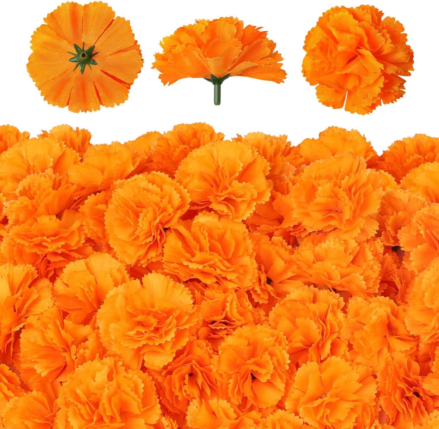 Hommtina 50 Pcs Marigold Flowers Silk Artificial Marigold Flowers, Mexican Flowers Decoration for Baby Shower Wedding Party Decoration Halloween Christmas New Year Decor