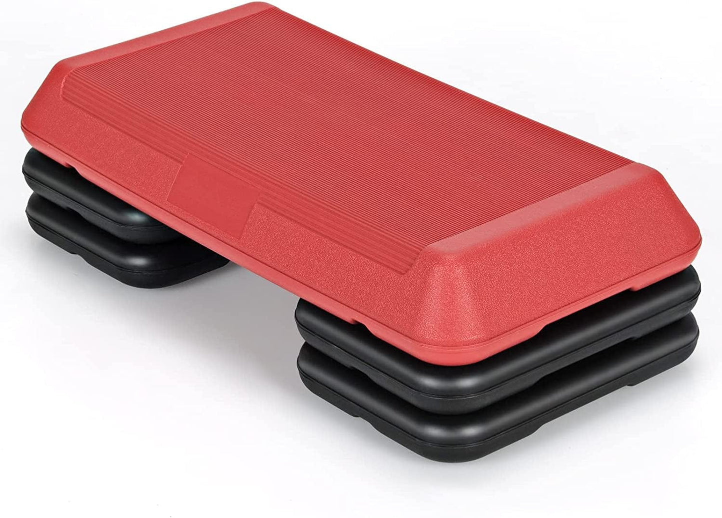 Goplus 29'' Workout Aerobic Stepper, 4”-6”-8” Height Adjustable Step Platform W/ 4 Risers, Non-Slip Non-Stick Stepping Surface for Home Gym Exercise Fitness