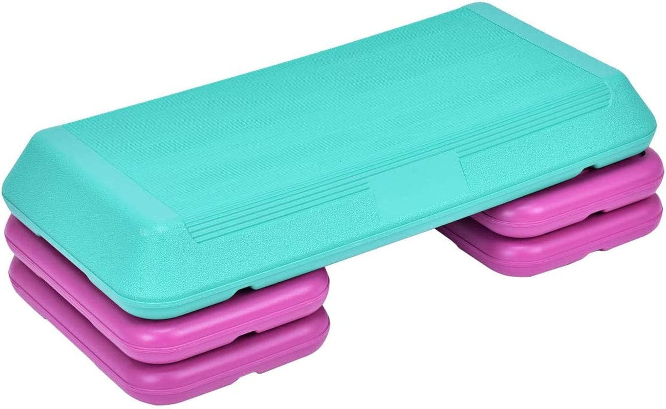 Goplus 29'' Workout Aerobic Stepper, 4”-6”-8” Height Adjustable Step Platform W/ 4 Risers, Non-Slip Non-Stick Stepping Surface for Home Gym Exercise Fitness