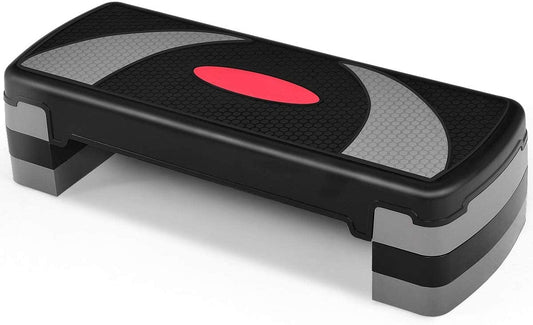 GYMAX Step Platform, 31'' Adjustable Aerobic Stepper for Cardio Fitness & Exercise, with 4''-6''-8" Risers