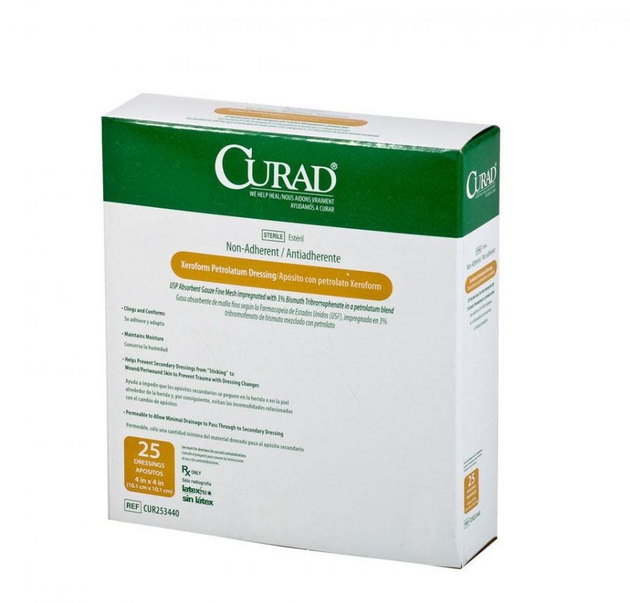 CURAD Sterile Xeroform Gauze 4 X 4in -Box of 25