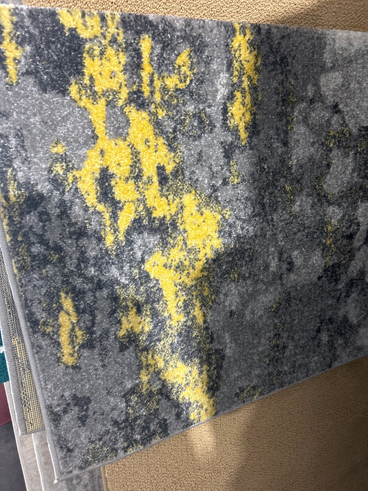 Genesy Abstract Power Loom Polypropylene Area Rug in Gray/Yellow, Rug Size: Rectangle 3' x 5'