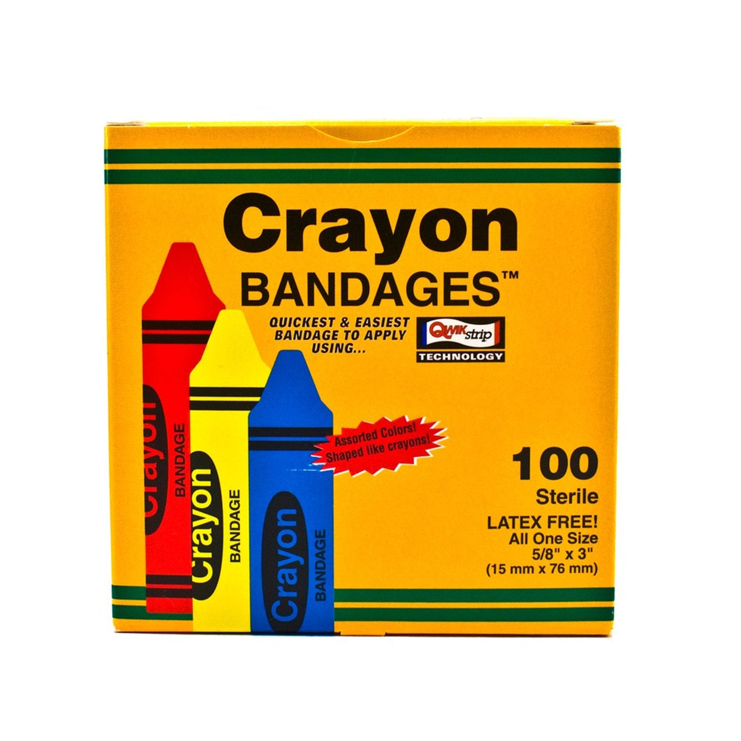 ASO Kid Design (Assorted Crayon) Adhesive Strip, 3/4 x 3 Inch