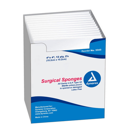 Dynarex 3343 Gauze Sponge, Case of 1200 83782502