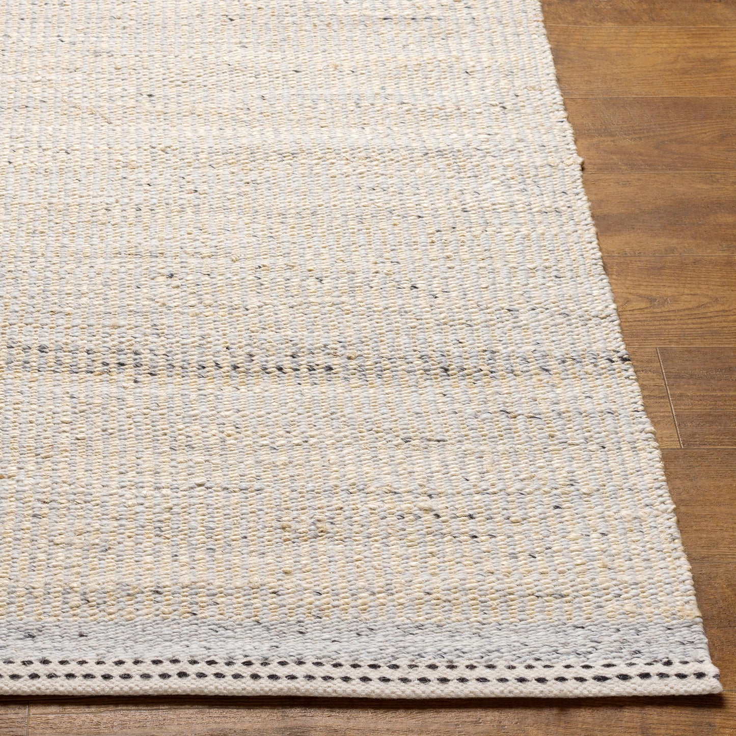 Organic Ticking Rug: Cream and Black