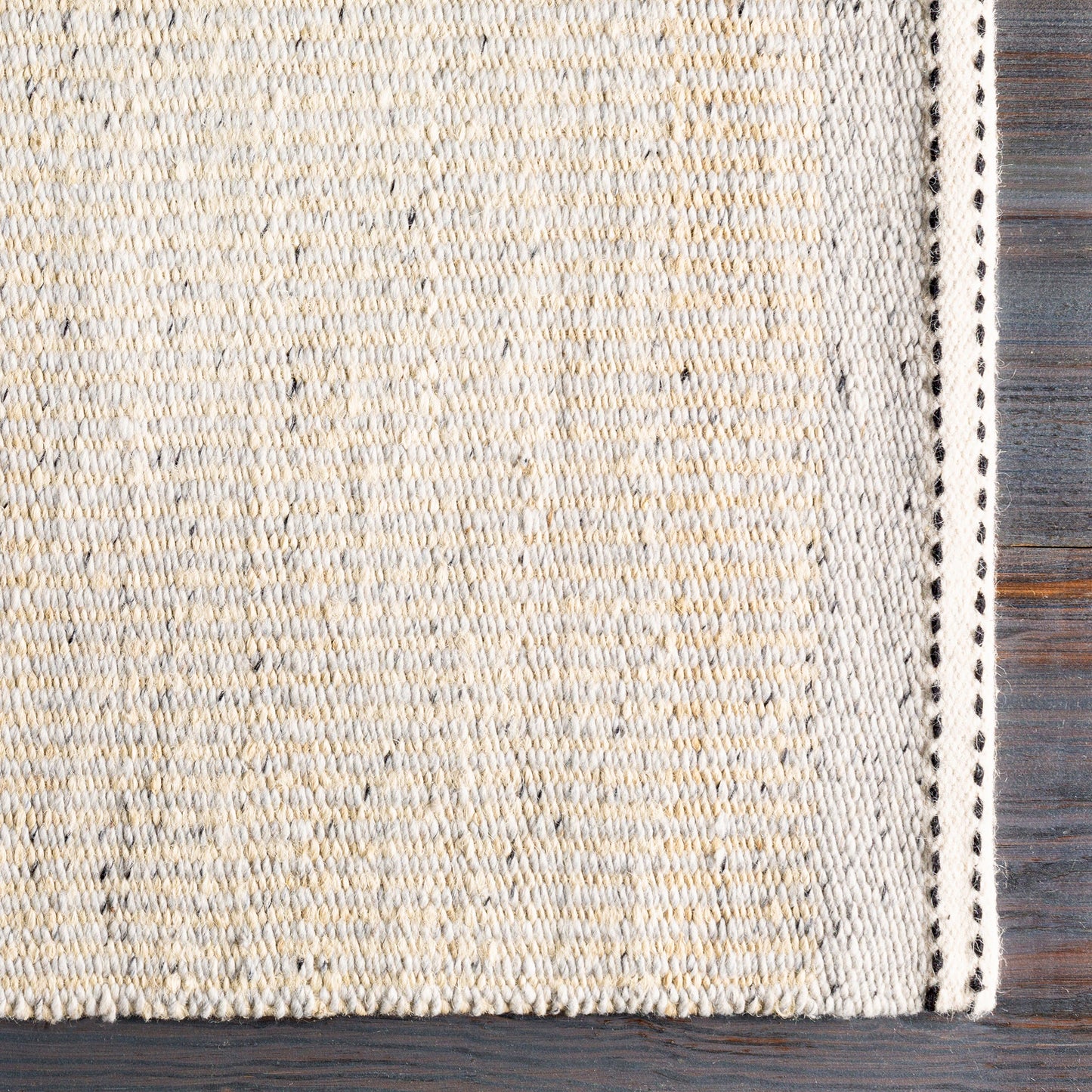 Organic Ticking Rug: Cream and Black
