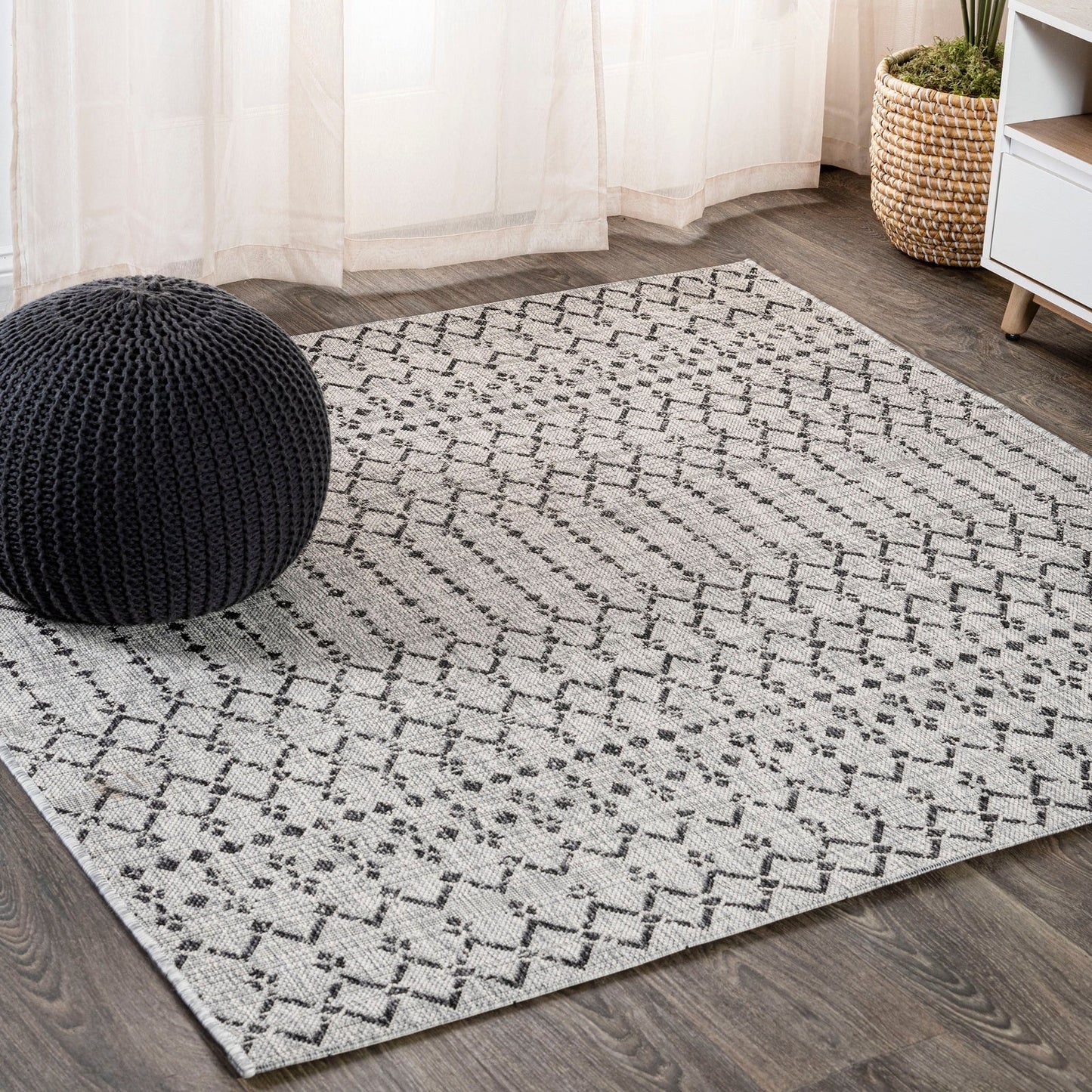 Ourika Moroccan Geometric Textured Weave Indoor/Outdoor Area Rug - Rugs