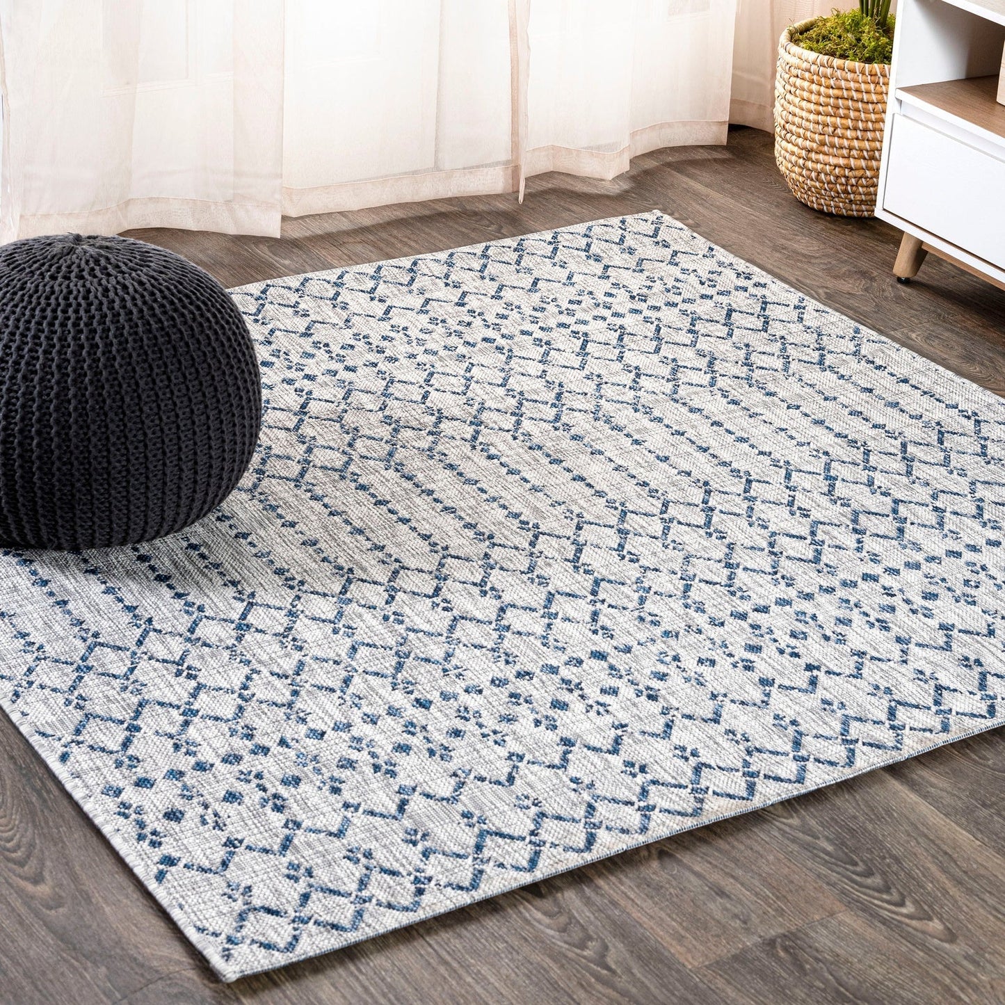 Ourika Moroccan Geometric Textured Weave Indoor/Outdoor Area Rug - Rugs